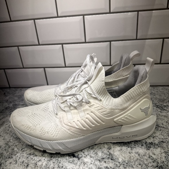 Under Armour HOVR Men's 13 Training Shoe White Running Sneaker Blood Sweat Respe - Picture 3 of 10